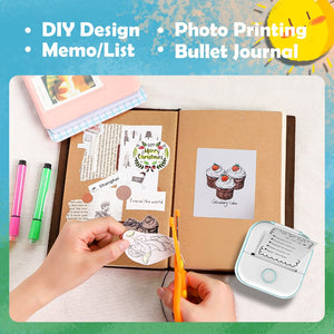 Phomemo T02 Portable Mini Wireless Thermal Pocket Printer Self-adhesive Stickers Use for DIY,Journal Sticker impresora portátil