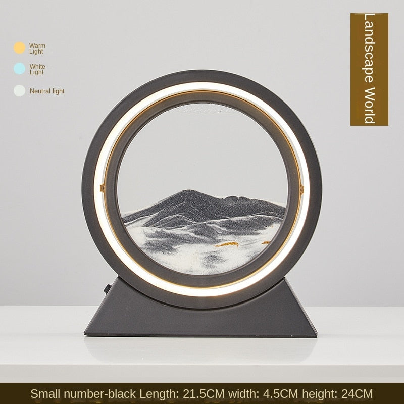 3D Hourglass LED Lamp Quicksand Moving Sand Art Sand Scene Dynamic Living Room Decoration Accessories Modern Home Decor Gift