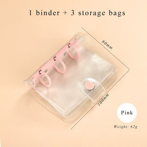 JIANWU Creative Cute Transparent 3 ring Mini Loose-leaf Hand Book Student Portable Notebook ring binder Kawaii School Supplies