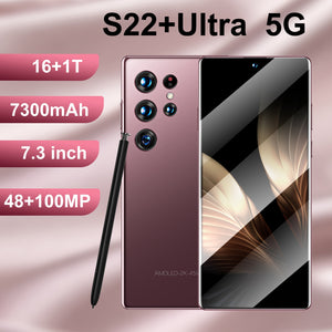 NEW S22+ Ultra 16GB+1T 7.3 Inch Full Screen 48+100MP 7300mAh Smart Phone Andriod 12 Mobilephone Qualcomm Gen1 with Google Play