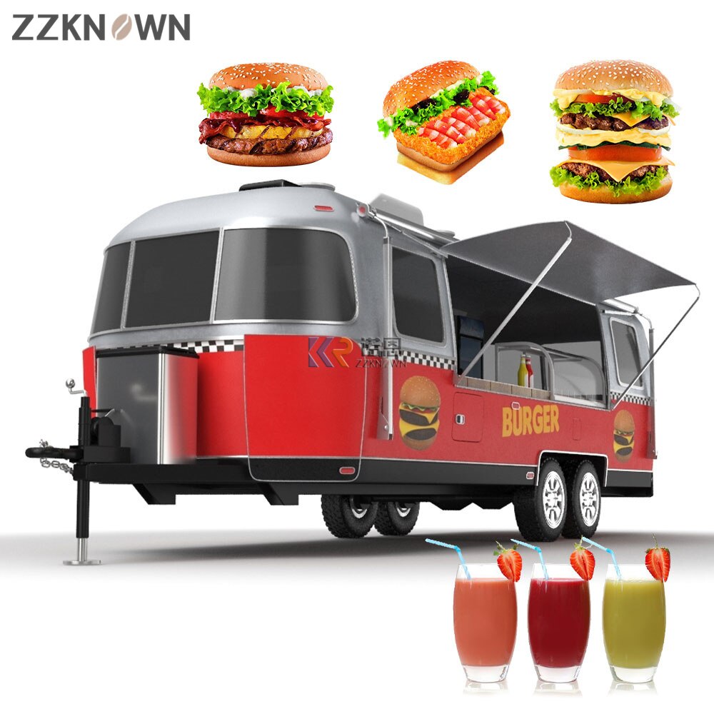 8M Length Custom Airstream Cart Concession Mobile Food Truck Ice Cream Mobile Trailers Catering Truck For Sale