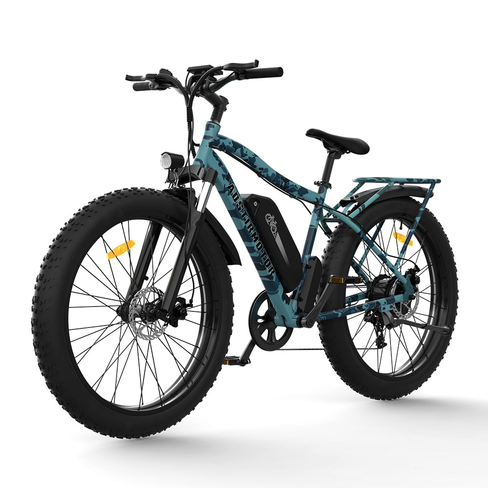 AOSTIRMOTOR S07-B Ebike 750W Motor 48V 13Ah Battery Electric Bike Beach Bicycle 26In 4.0 Fat Tire Mountain Bike With Rear Shelf