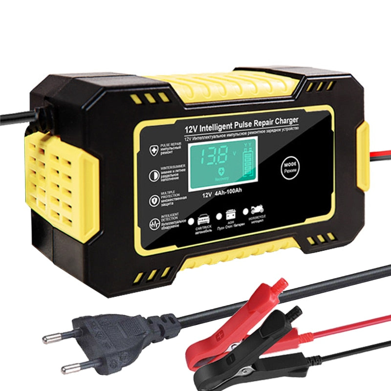 Intelligent Car Motorcycle Battery Charger 12V 6A For Auto Moto Lead Acid AGM Gel VRLA Smart Charging 6A 12V Digital LCD Display