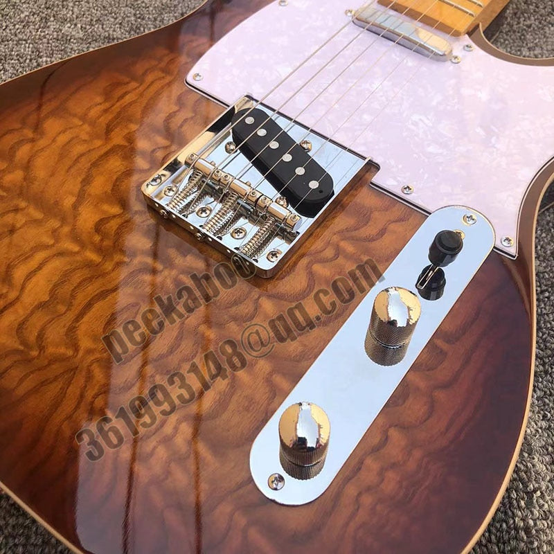 Electric Guitar T L Custom Shop Brown Sunburst Maple Fretboard 6 Strings Musical Instruments Graph Tech Nut