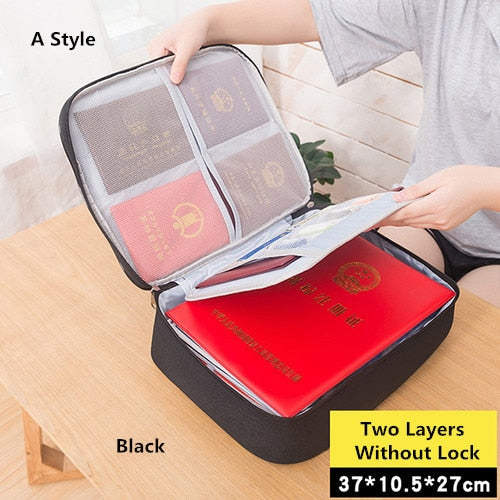 Document Bag Large Capacity Travel Passport Wallet Card Organizer Men&#39;s Business Waterproof Storage Pack Home Accessories Item