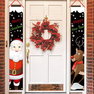Christmas Couplet Santa Claus Snowman Decoration Oxford Cloth Couplet Support To Make Pictures House Decor Chrismas Supplies
