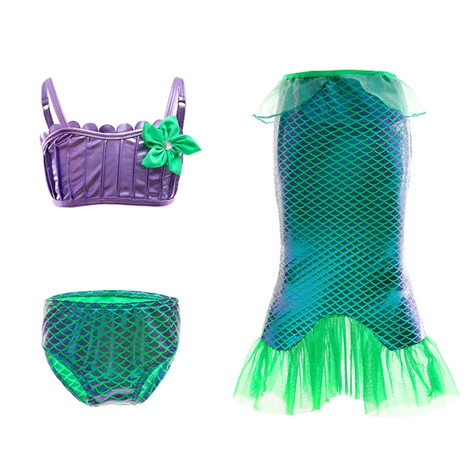 Disney Girl Princess Little Mermaid Ariel Dress Kids Cosplay Costume Children Carnival Birthday Party Clothes Summer Dress Girls