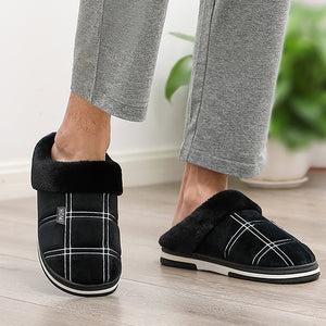 Men&#39;s Slippers Home Antiskid Sewing Suede Winter Indoor slippers Male slipper Plush Cozy House slippers with fur Big size 15 16