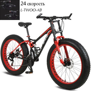 Wolf&#39;s fang Bicycle mountain bike 26 Inch 21 speed 4.0 fat bikes Snow Beach Bike  Fat Tire bicycles New Shock absorber fork