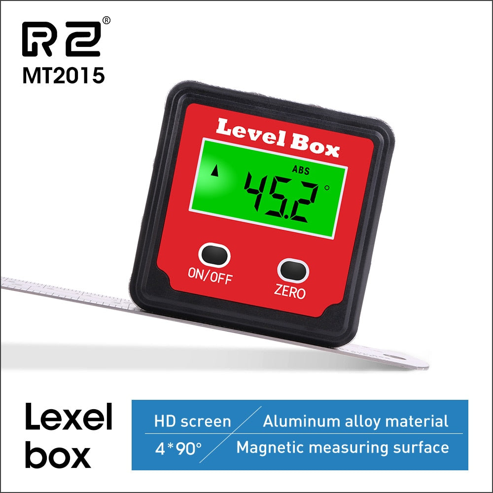 RZ Digital Level Angle Gauge 360° Mini Measuring Digital Inclinometer With Magnetic Base Electronic Universal Bevel Protractor