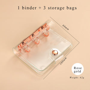 JIANWU Creative Cute Transparent 3 ring Mini Loose-leaf Hand Book Student Portable Notebook ring binder Kawaii School Supplies