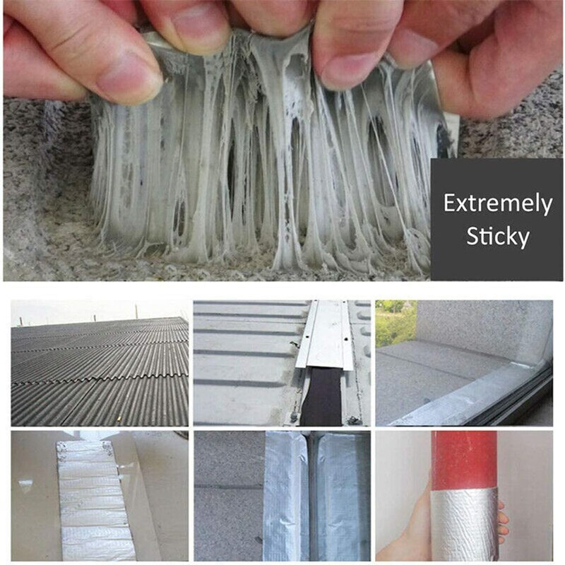 Aluminum Foil Butyl Rubber Tape Self Adhesive High temperature resistance Waterproof for Roof Pipe Repair Home Renovation Tools