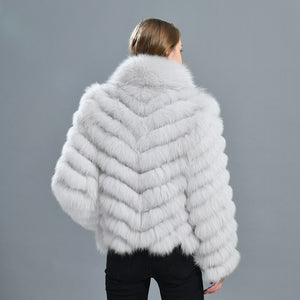 Woman Real Fox Fur Coat With High-Grade Silk Liner Winter Warm Reversible Jacket Lady Fashion Luxury Fur Casaco New Arrival