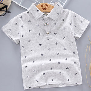 2022 Summer Baby Boys Polo Shirts Short Sleeve Anchor Lapel Clothes for Girls Odell Cotton Breathable Kids Tops Outwear 12M-5Y