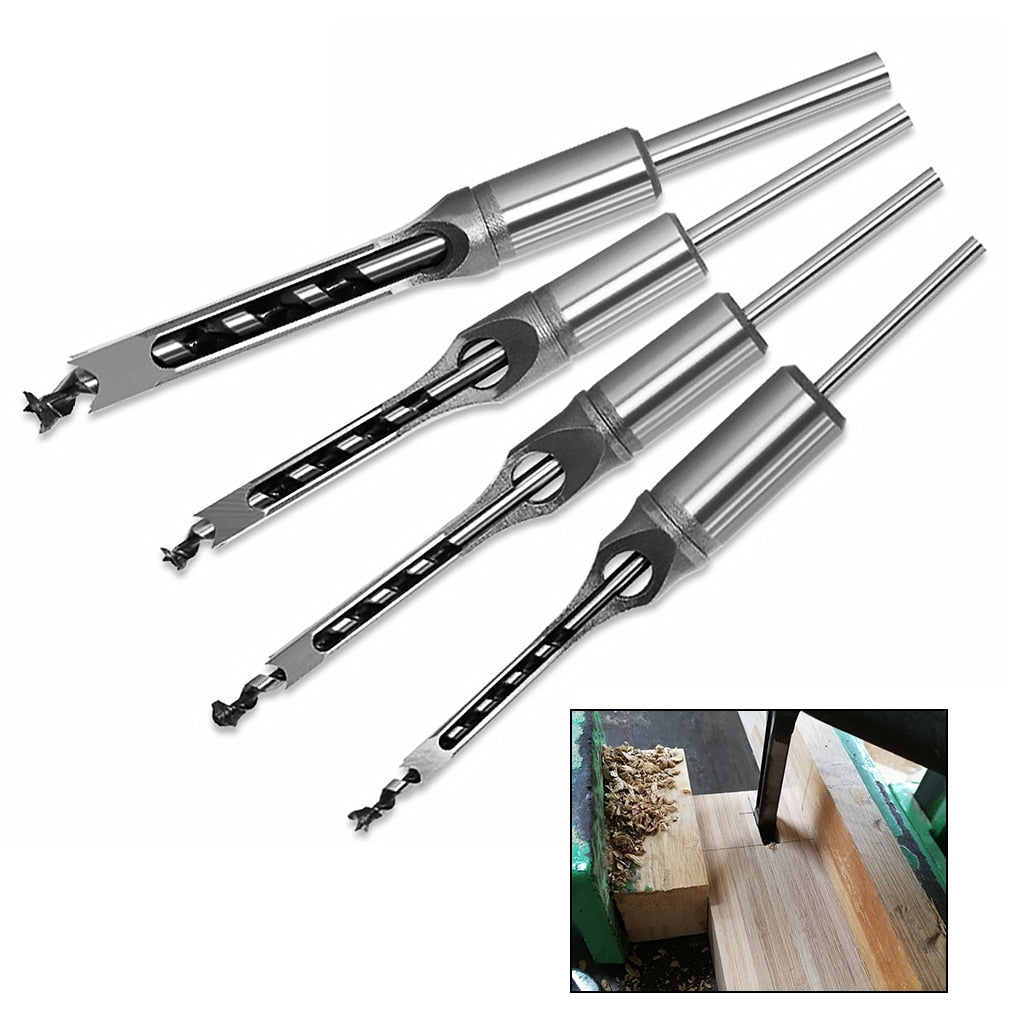 HSS Twist Drill Bits Woodworking Drill Tools Kit Set Square Auger Mortising Chisel Drill Set Square Hole Extended Saw 6.0mm~16mm