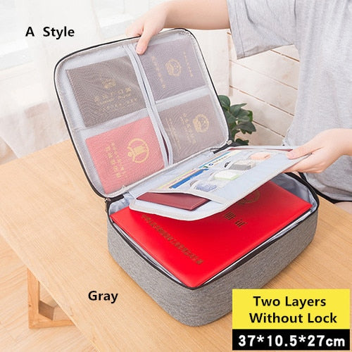 Document Bag Large Capacity Travel Passport Wallet Card Organizer Men&#39;s Business Waterproof Storage Pack Home Accessories Item