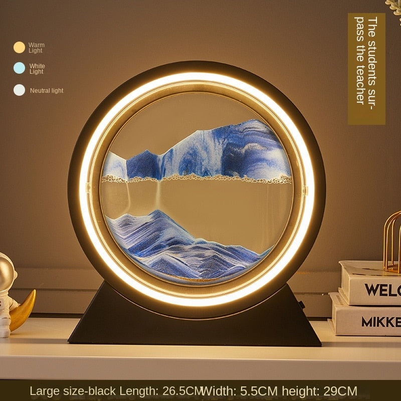 3D Hourglass LED Lamp Quicksand Moving Sand Art Sand Scene Dynamic Living Room Decoration Accessories Modern Home Decor Gift
