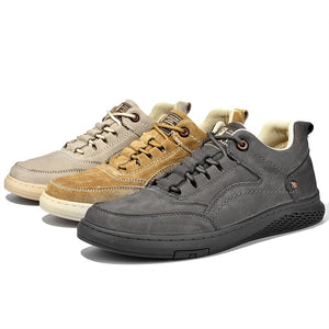Men's genuine Leather Shoess lace up Trend Comfortable Men Shoes outdoor British Fashion Men High Top Sneakers Moccasins Men