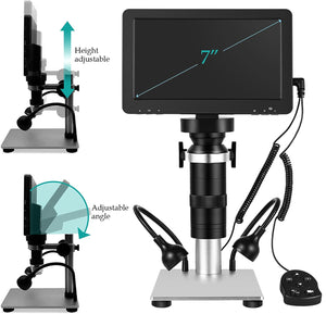 TDKMR 1200X 1080P USB High Definition Electronic Digital Microscope 7 Inch Large LCD Display for Soldering Cell Phone Repair