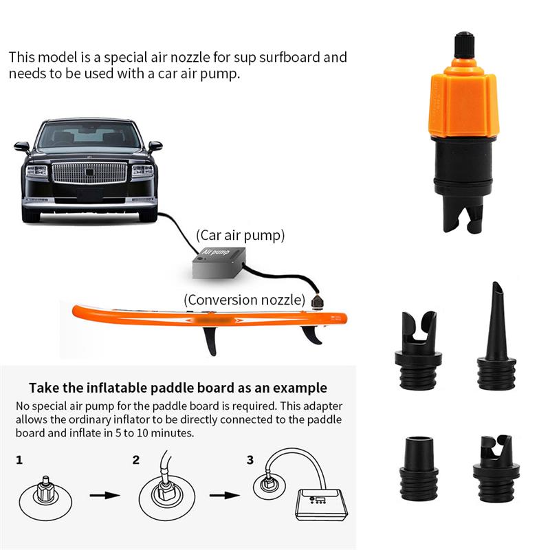 Durable Air Valve Adaptor Wear-resistant Rowing Boat Air Valve Adaptor Nylon Kayak Inflatable Pump Adapter for SUP Board