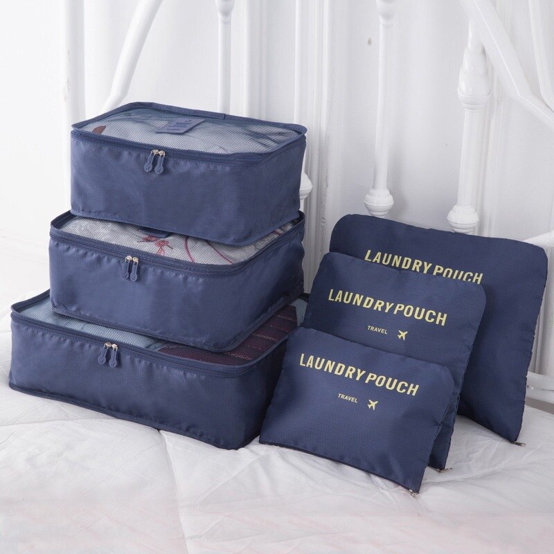 6Pcs/Set Travel Bag Men And Women Multifunction Clothing Luggage Organizer Bag Mesh Packing Cubes Unisex Travel Storage Bags Kit