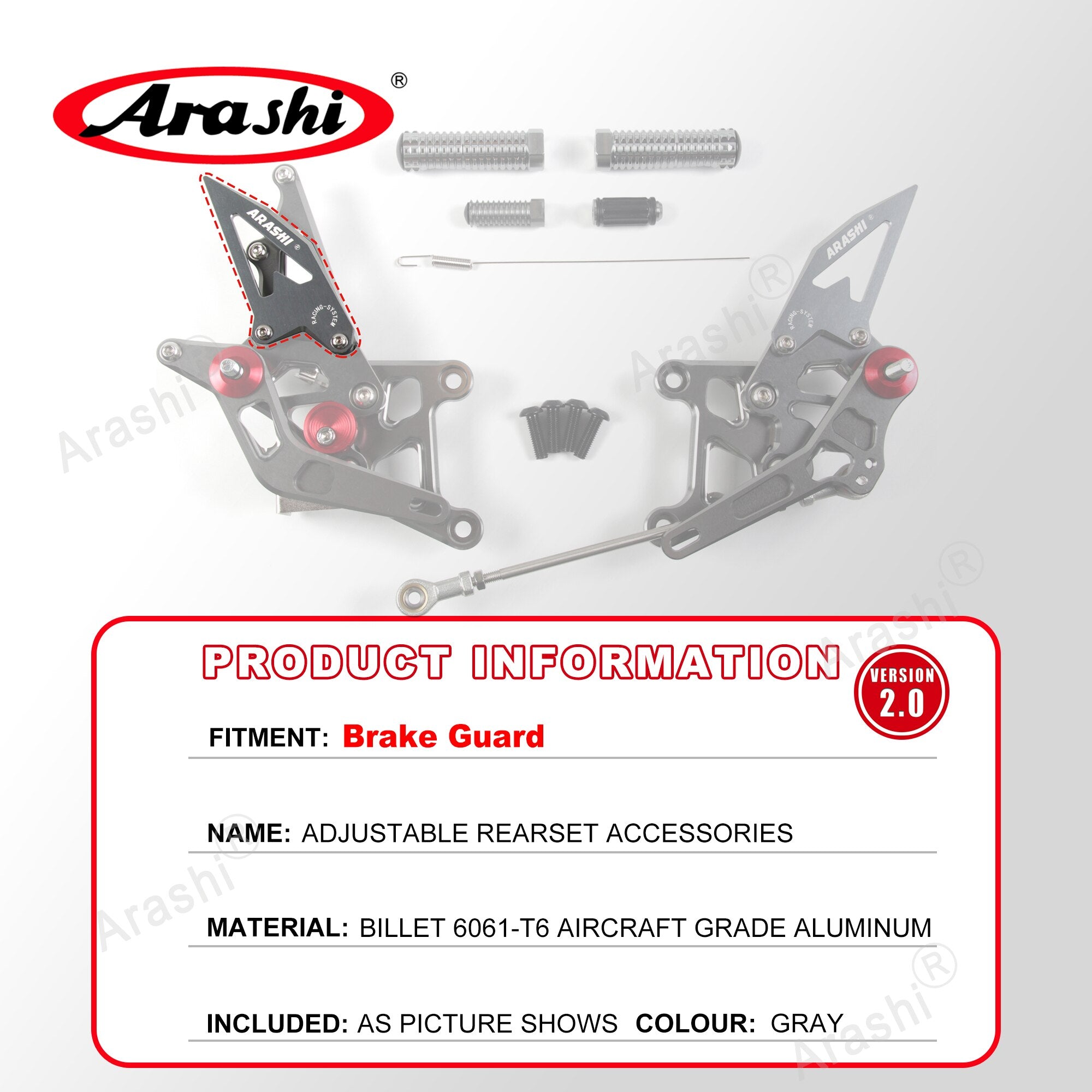 Arashi Spare Parts Adjustable Rearsets Replacement Shift Linkage Lever Gear Selector Motorcycle Footrest Spare Parts Foot Pegs