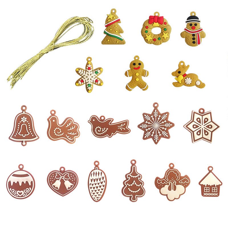 6/11Pcs Gingerbread Man Christmas Ornaments Deer Snowman Chrismas Tree Pendant Decoration New Year Navidad Decor Party Supplies