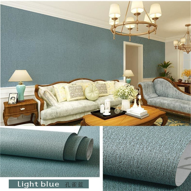 Cloth Wallpaper Self Adhesive  PVC Plain Living Room Linen  Renovation Sticker TV Background Vinyl Contact Paper Home Decor