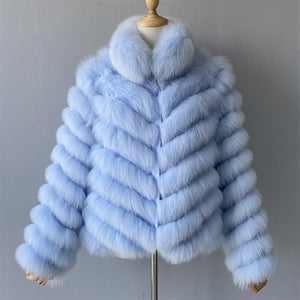 Woman Real Fox Fur Coat With High-Grade Silk Liner Winter Warm Reversible Jacket Lady Fashion Luxury Fur Casaco New Arrival
