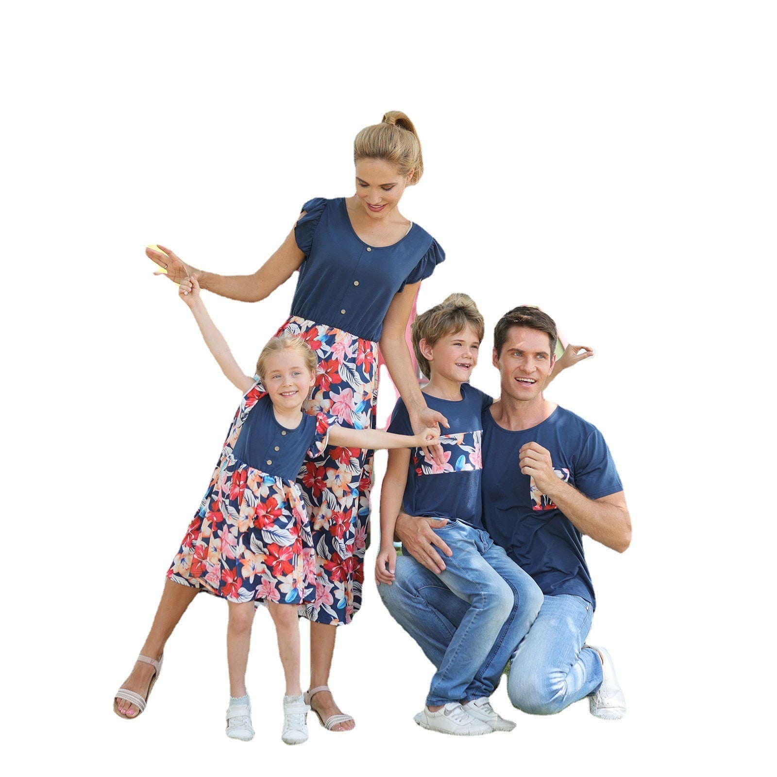 New Family Matching Clothing For Mom Daughter Dad Son Parent-Child Wear Girl Woman's Dresses T-Shirt For Man And Boy TM008