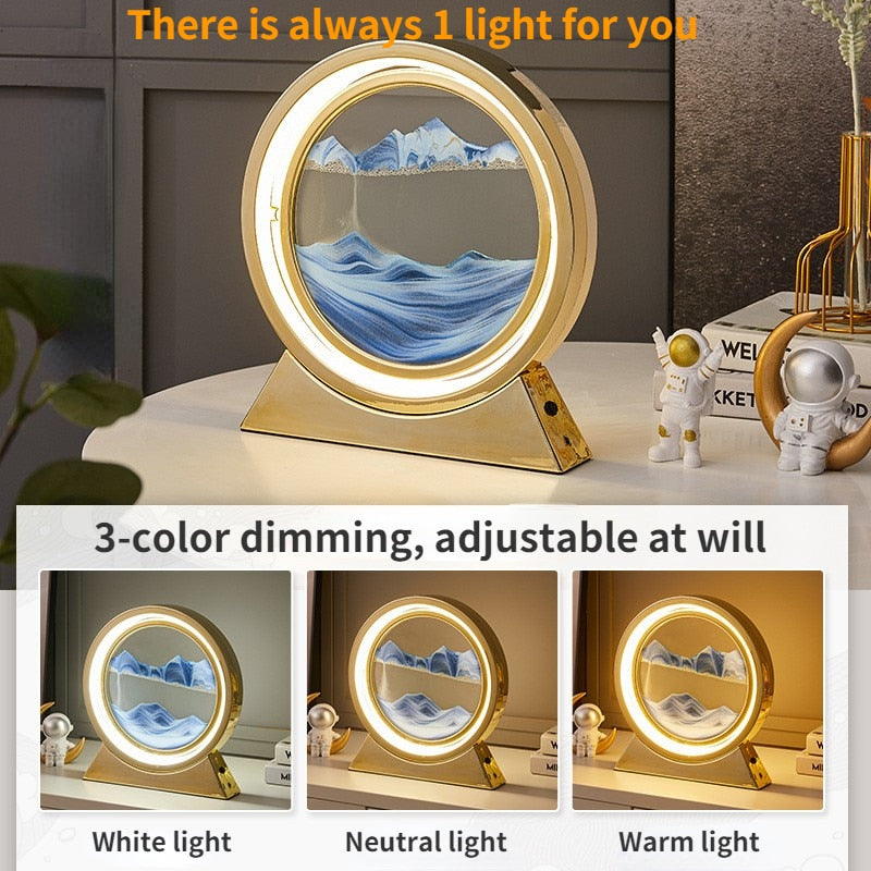 3D Hourglass LED Lamp Quicksand Moving Sand Art Sand Scene Dynamic Living Room Decoration Accessories Modern Home Decor Gift