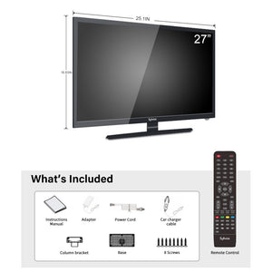 SYLVOX 27&#39;&#39; 12/24V TV with DVD Player and FM Radio 1080P HD LED Portable RV Television for Car Truck Camping Caravan Kitchen