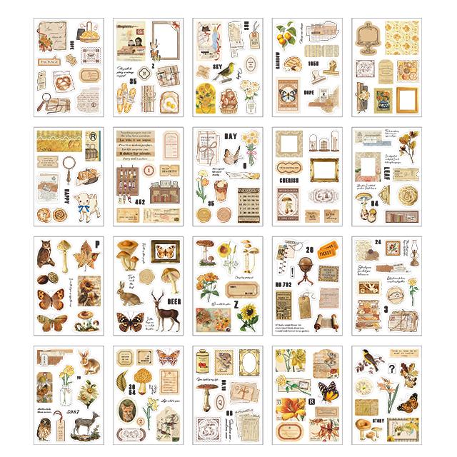 Mr.paper 4 Styles 20Pcs / Set Retro Plant Sticker Book Creative INS Style Hand Account Material Paper Decorative Stickers
