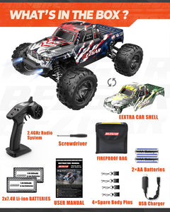 BEZGAR HM161 Hobby RC Car Truck 1:16 All-Terrain 40Km/h Off-Road 4WD Remote Control Monster Crawler with Battery for Kids Adults