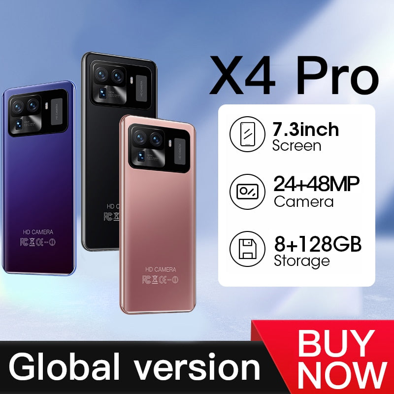 Cell phone X4 Pro Smartphone Android Unlocked 7.3 inch 16GB 512GB Mobile Phones Celulares smartphones 5G Phone Global Version