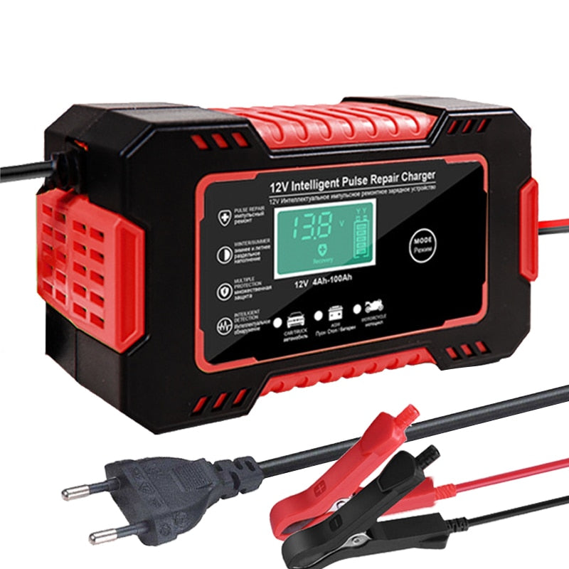 Intelligent Car Motorcycle Battery Charger 12V 6A For Auto Moto Lead Acid AGM Gel VRLA Smart Charging 6A 12V Digital LCD Display