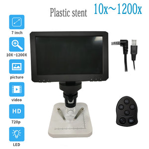 TDKMR 1200X 1080P USB High Definition Electronic Digital Microscope 7 Inch Large LCD Display for Soldering Cell Phone Repair