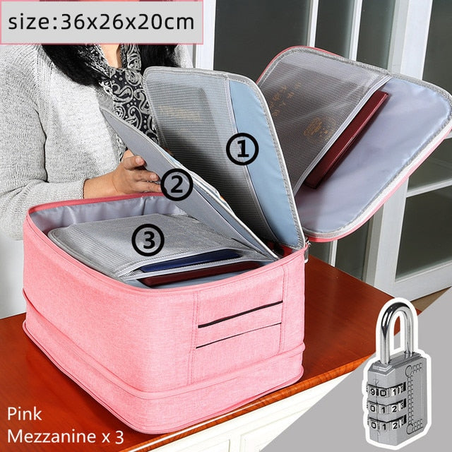 Document Bag Large Capacity Travel Passport Wallet Card Organizer Men&#39;s Business Waterproof Storage Pack Home Accessories Item