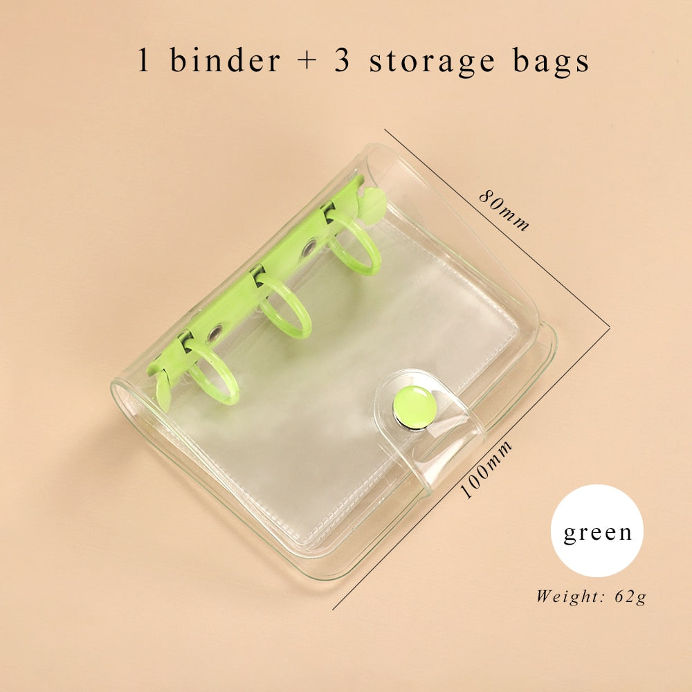 JIANWU Creative Cute Transparent 3 ring Mini Loose-leaf Hand Book Student Portable Notebook ring binder Kawaii School Supplies