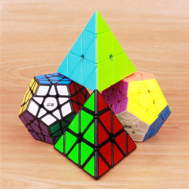 QY TOYS megaminxeds magic speed cube stickerless pyramidcube professional puzzle mirror cube educational toys for children
