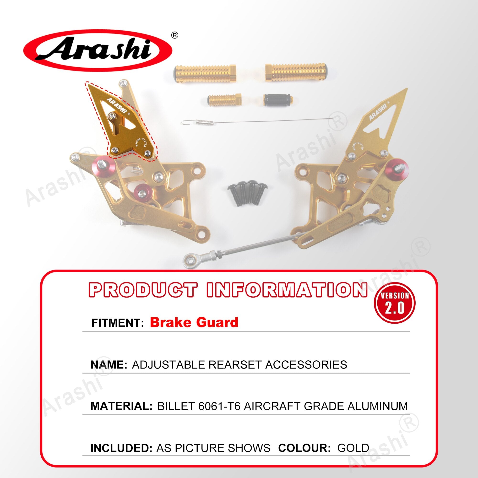 Arashi Spare Parts Adjustable Rearsets Replacement Shift Linkage Lever Gear Selector Motorcycle Footrest Spare Parts Foot Pegs