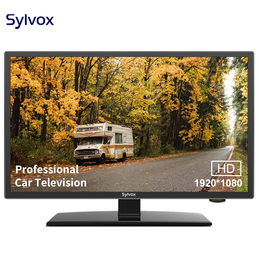 SYLVOX 12/24V 24&#39;&#39; Portable Car TV with DVD Player and FM Radio 1080P HD LED RV Television for Truck Camping Caravan Kitchen