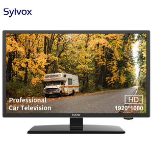 SYLVOX 12/24V 24&#39;&#39; Portable Car TV with DVD Player and FM Radio 1080P HD LED RV Television for Truck Camping Caravan Kitchen