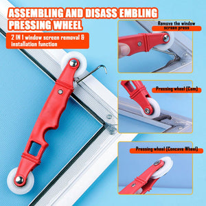 2IN1 Rubber Rolling Wheel Tools Wooden Handle Spline Roller For Renovator Window Installation Screen Door Household Hand Tool
