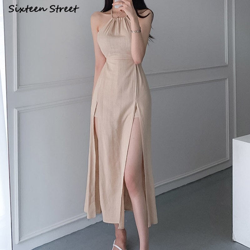 Chic White Dress Women Sleeveless 2022 O-neck Puff High Waisted Party Dresses Creasing Elegant Woman's Clothing OL Vestido