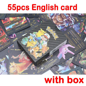 Pokemon Metal Card Spanish Box Gold Black Golden Letters Silver English Vmax Gx Collection Charizard Pikachu Cards Pack Toy Gift