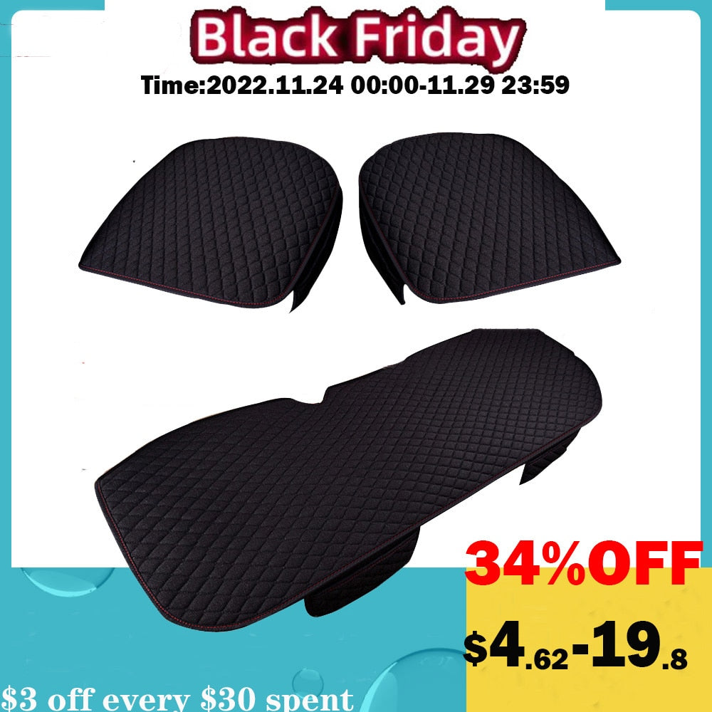 Flax Car Seat Cover Front Rear Linen Fabric Cushion Breathable Protector Mat Pad Universal Auto Interior Styling Truck SUV Van