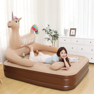 Unicorn double raised inflatable mattress household convenient air cushion bed outdoor tent thickened couple lazy mattress
