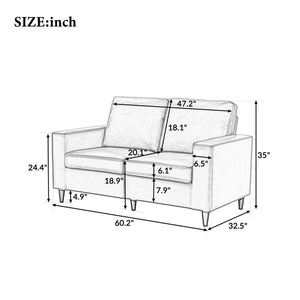 FurnitureModern Style Loveseat PU Leather Upholstered Couch Furniture for Home or Office (Loveseat)
