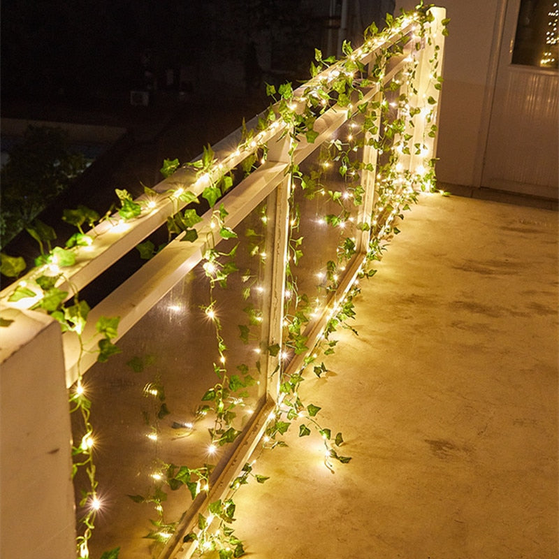 Artificial Leaf Flower 10m 5m Led String Lights Garland Fairy Lights Decor Wedding Garden DIY Christmas Lights Home Decoration